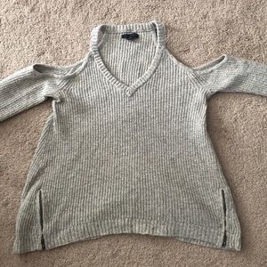 American Eagle Gray cut out sweater with zippers